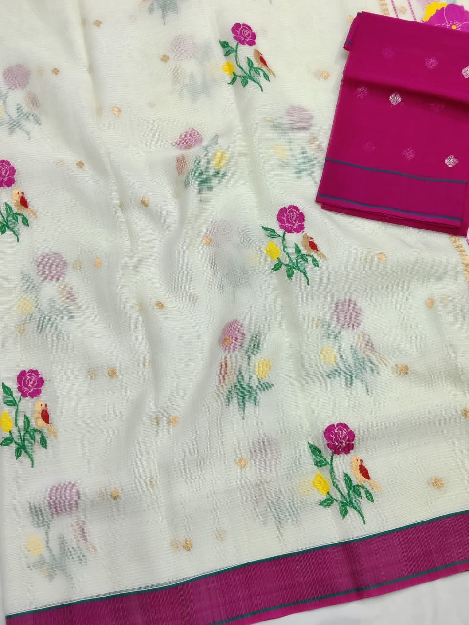 PURE ZARIKOTA HANDLOOM BUTA SAREE WITH BLOUSE B2044 - Image 2