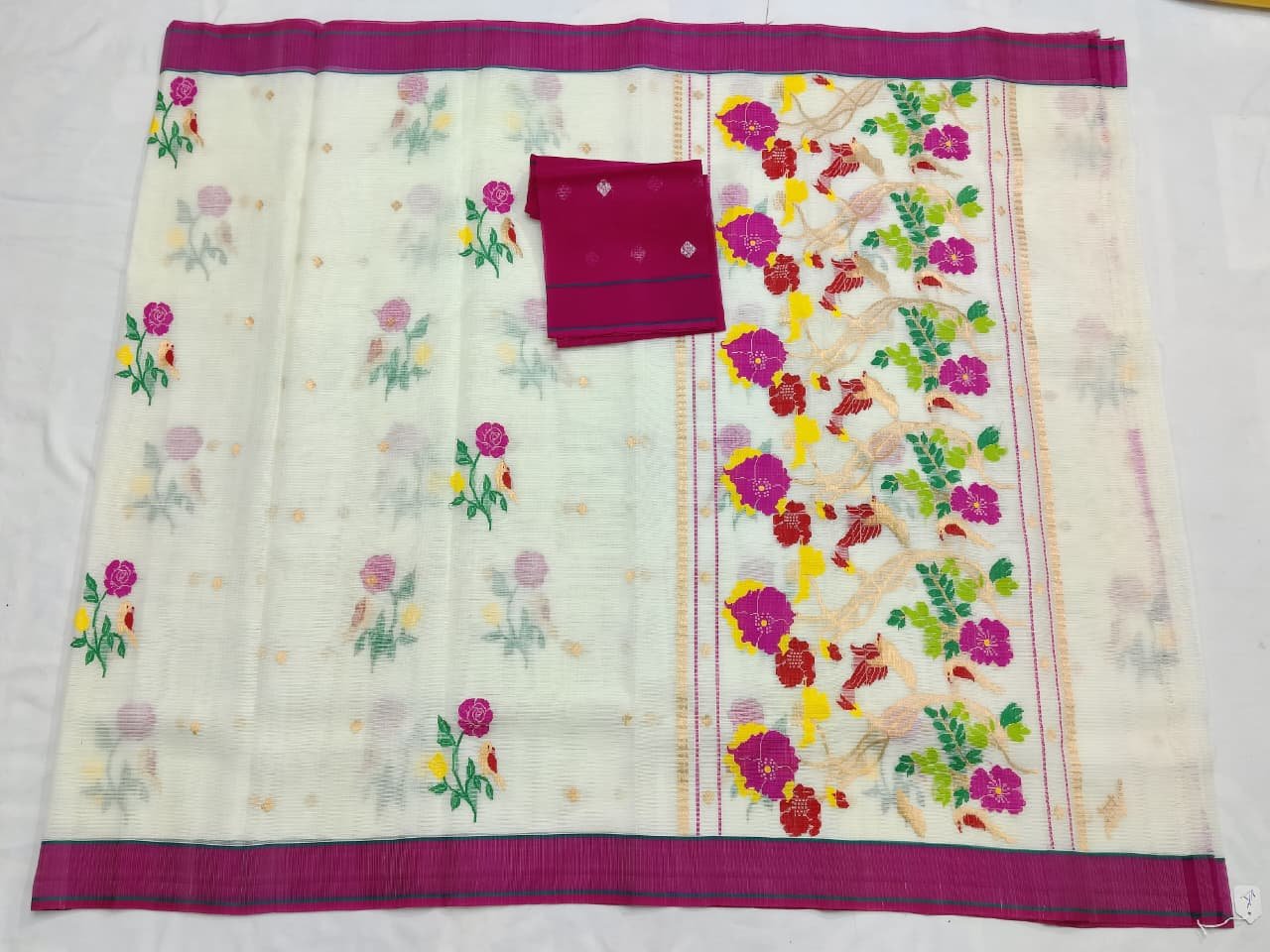 PURE ZARIKOTA HANDLOOM BUTA SAREE WITH BLOUSE B2044 - Image 4