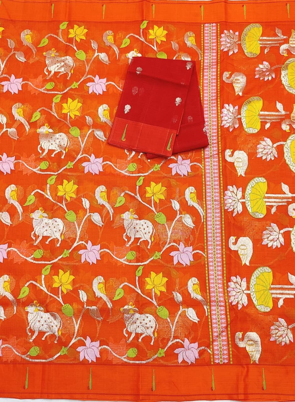 PURE ALL OVER JAAL ZARIKOTA HANDLOOM SAREE WITH BLOUSE_J644 - Image 3