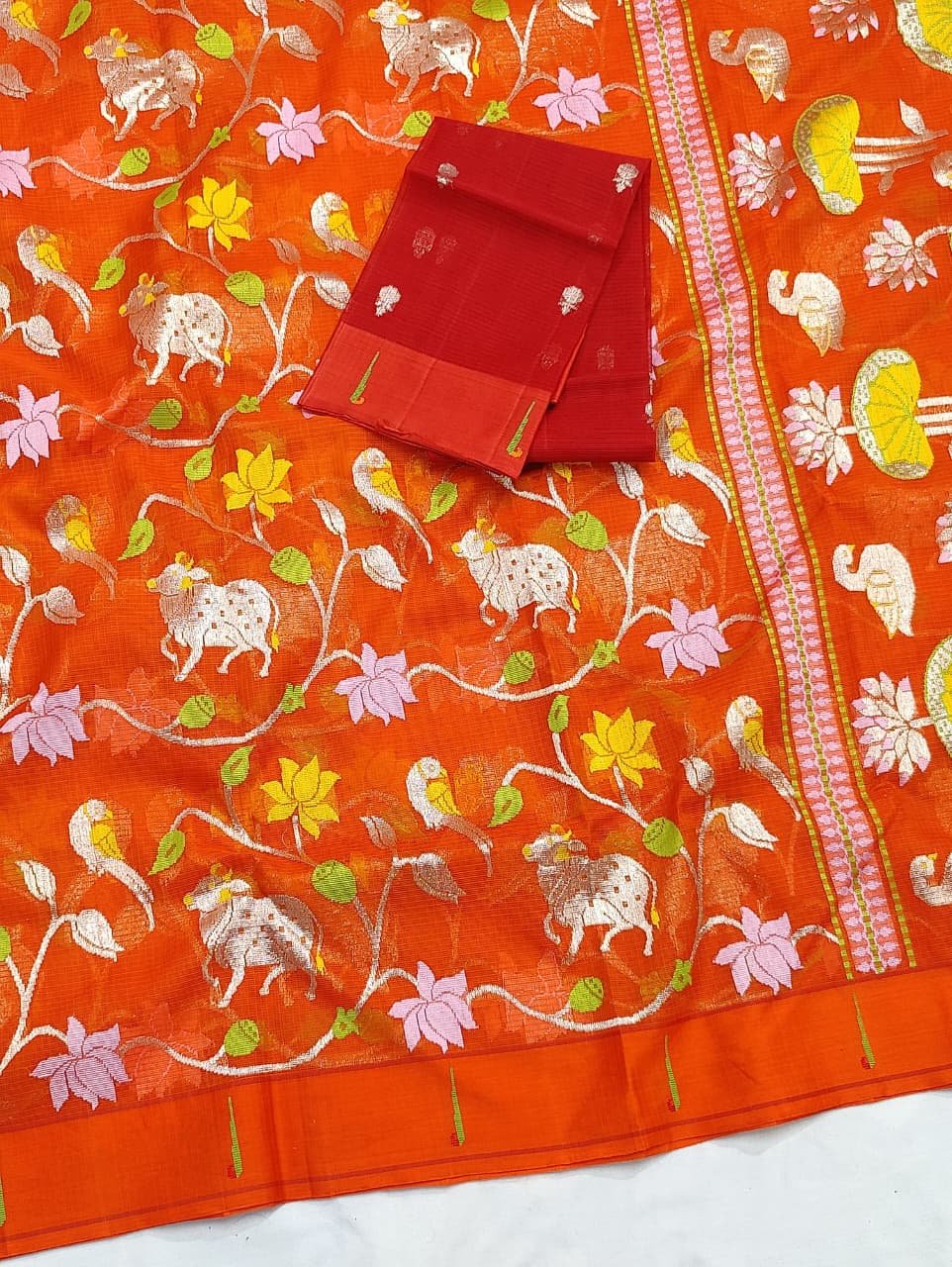 PURE ALL OVER JAAL ZARIKOTA HANDLOOM SAREE WITH BLOUSE_J644 - Image 2