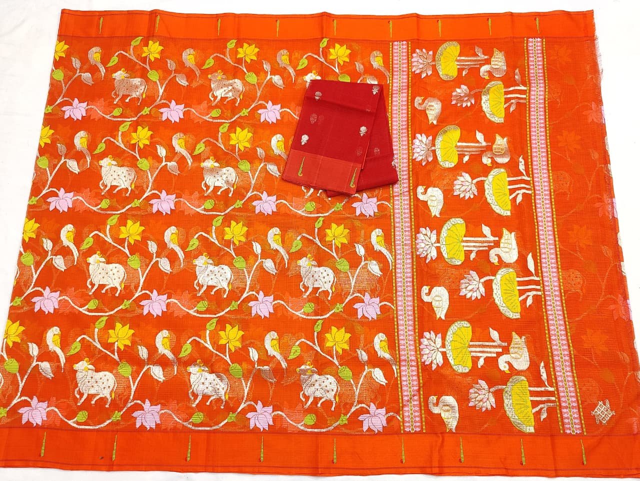 PURE ALL OVER JAAL ZARIKOTA HANDLOOM SAREE WITH BLOUSE_J644 - Image 4