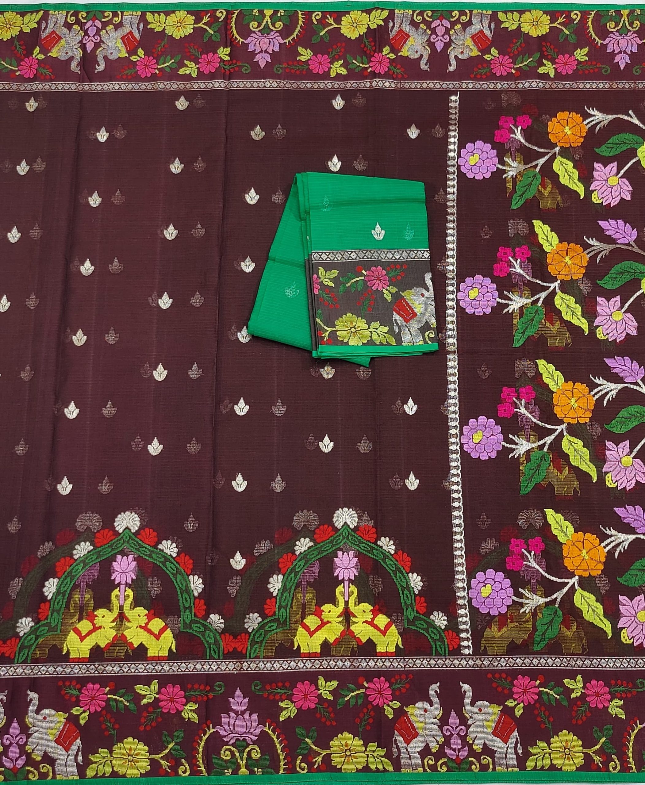 PURE BOTH SIDE PAITHANI BORDER ZARIKOTA HANDLOOM SAREE S-175 - Image 3