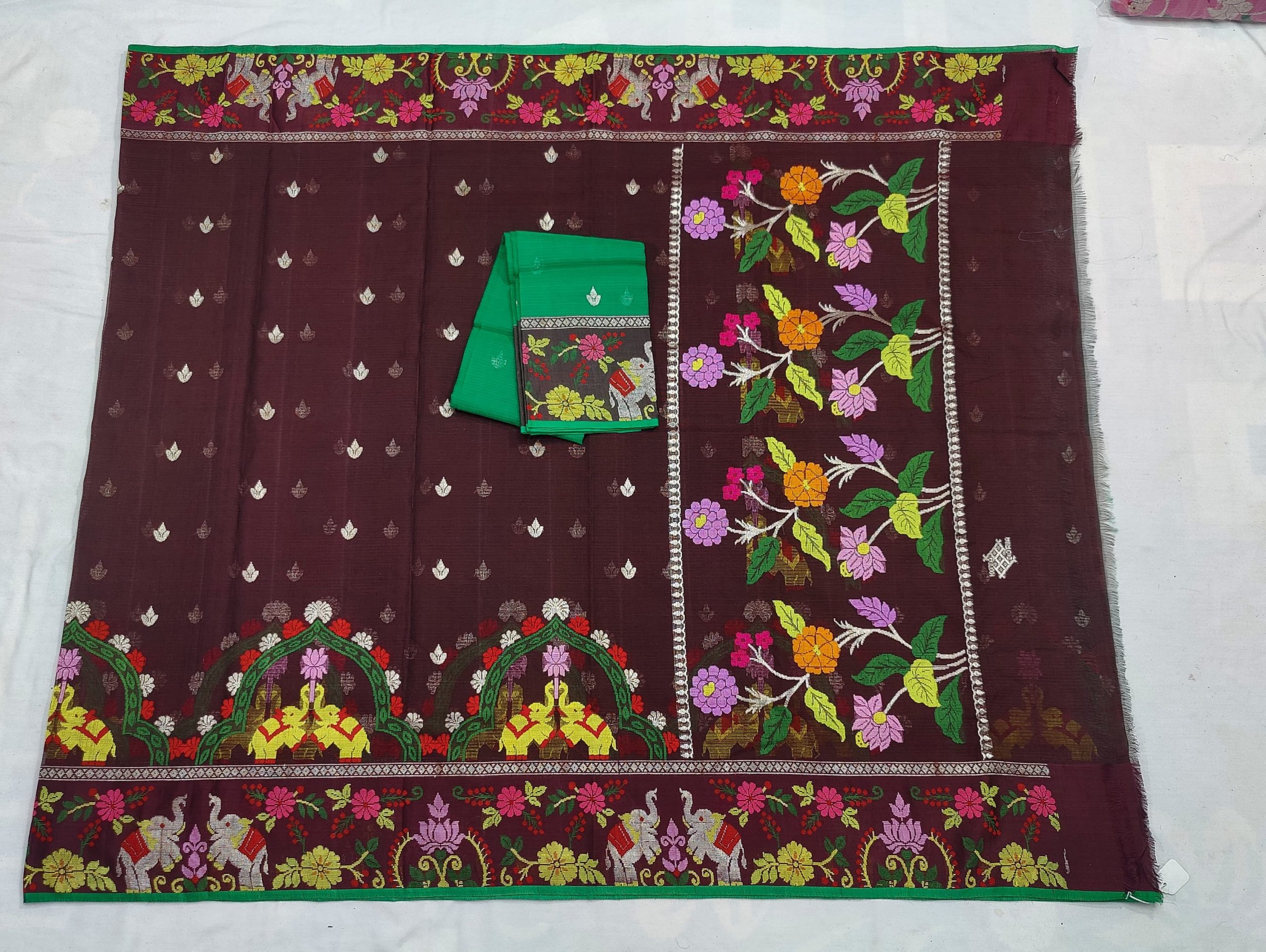 PURE BOTH SIDE PAITHANI BORDER ZARIKOTA HANDLOOM SAREE S-175 - Image 4
