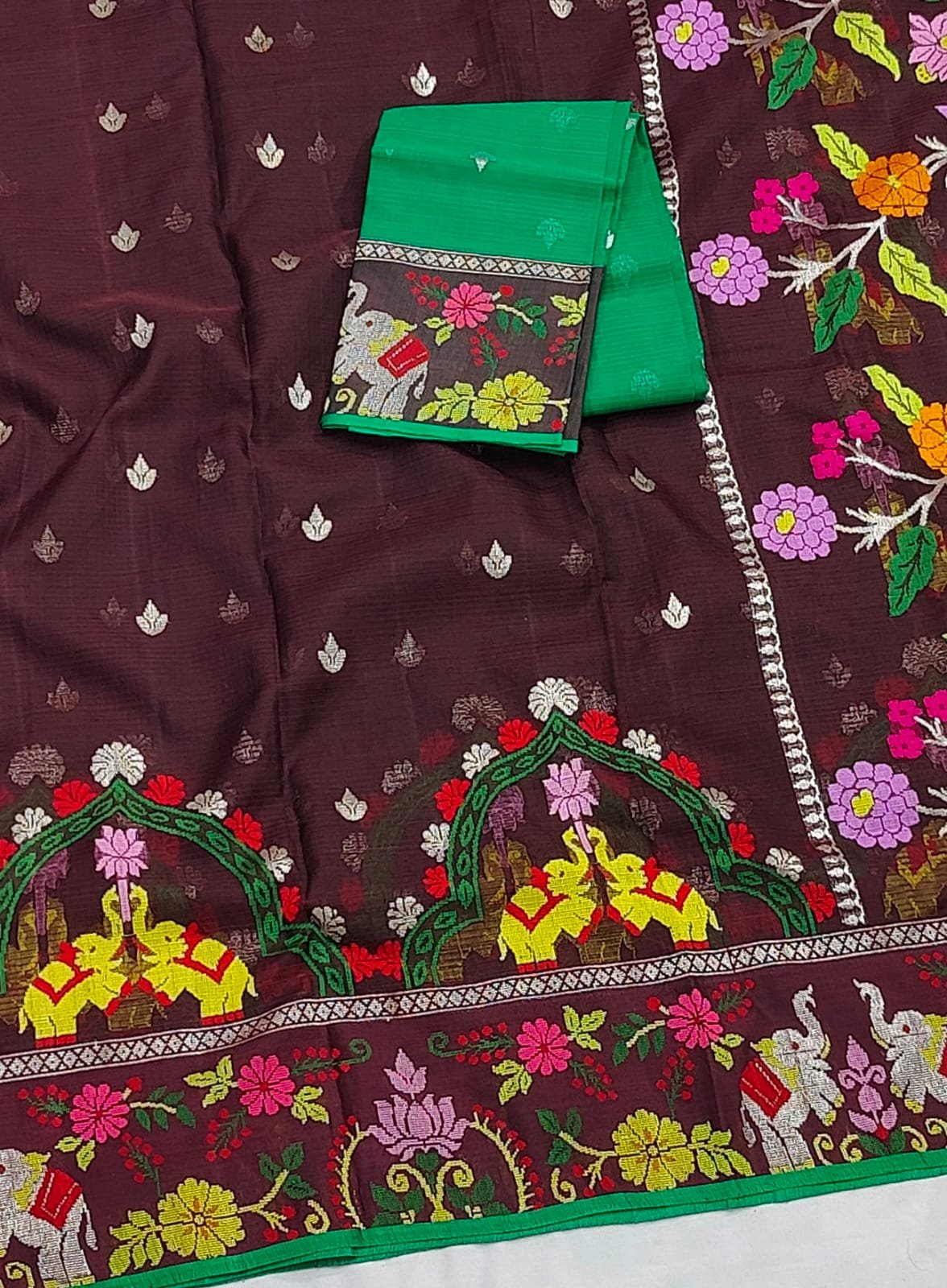 PURE BOTH SIDE PAITHANI BORDER ZARIKOTA HANDLOOM SAREE S-175 - Image 2