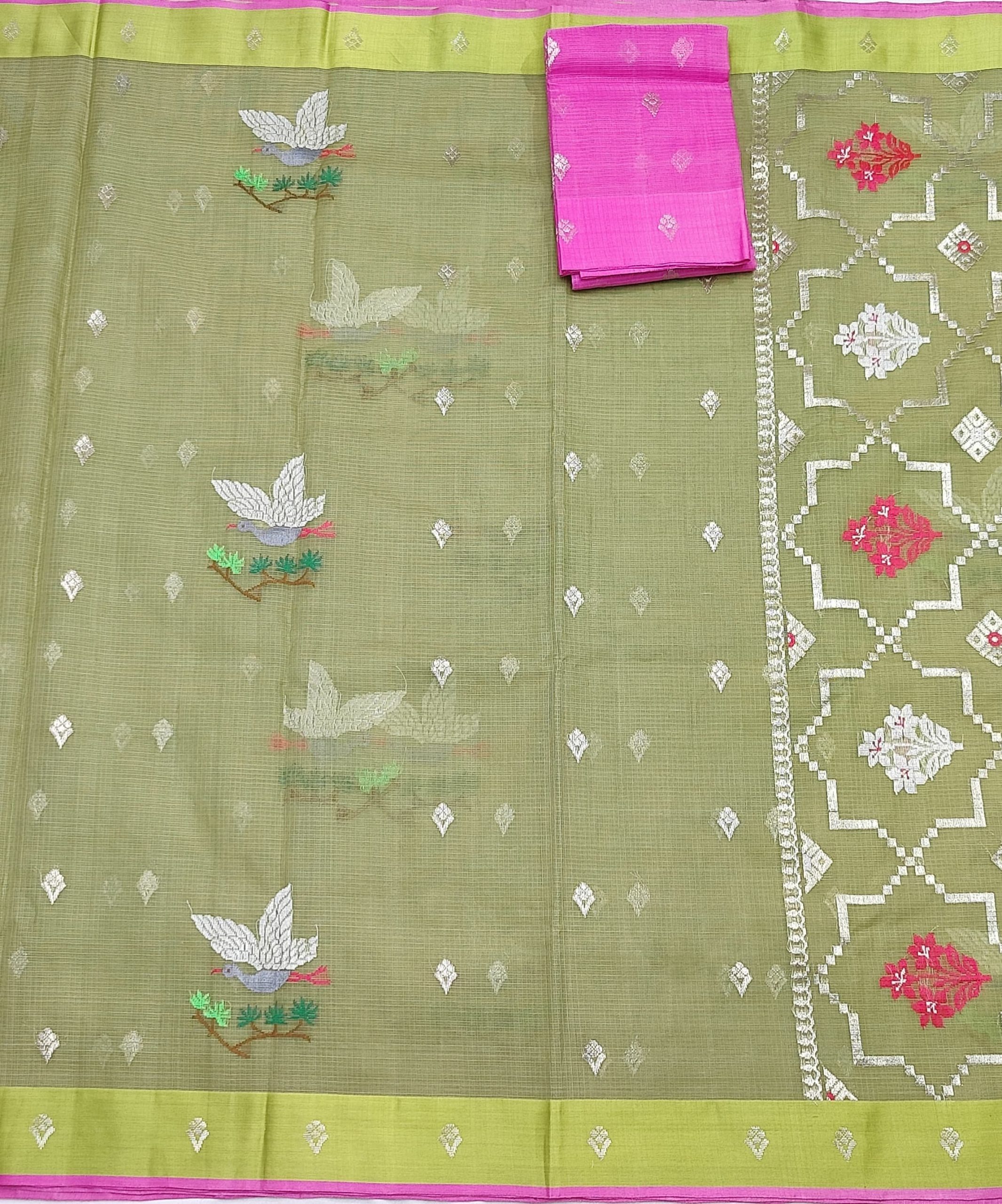 PURE ZARIKOTA HANDLOOM BUTA SAREE WITH BLOUSE B2051 - Image 3