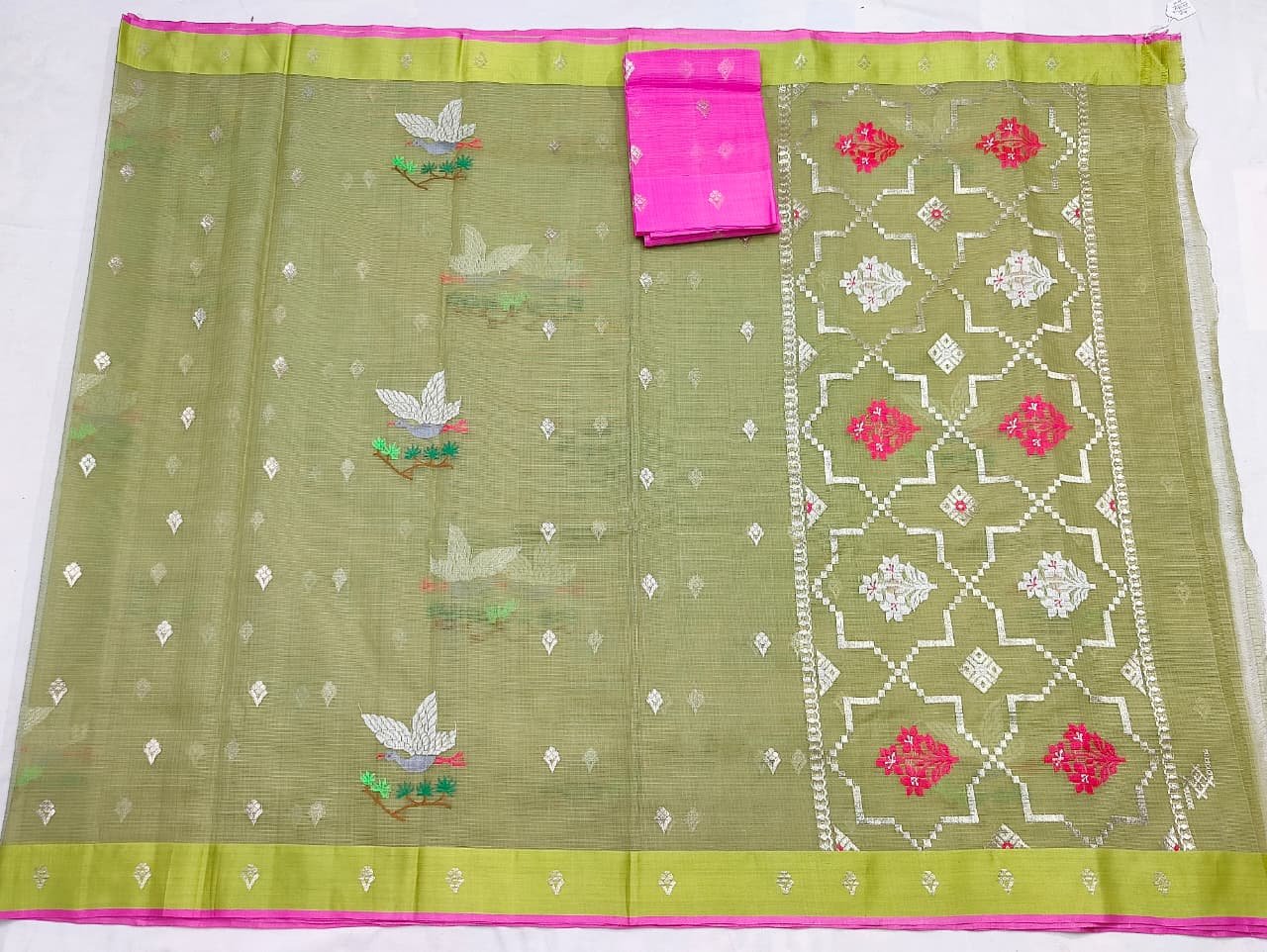 PURE ZARIKOTA HANDLOOM BUTA SAREE WITH BLOUSE B2051 - Image 4