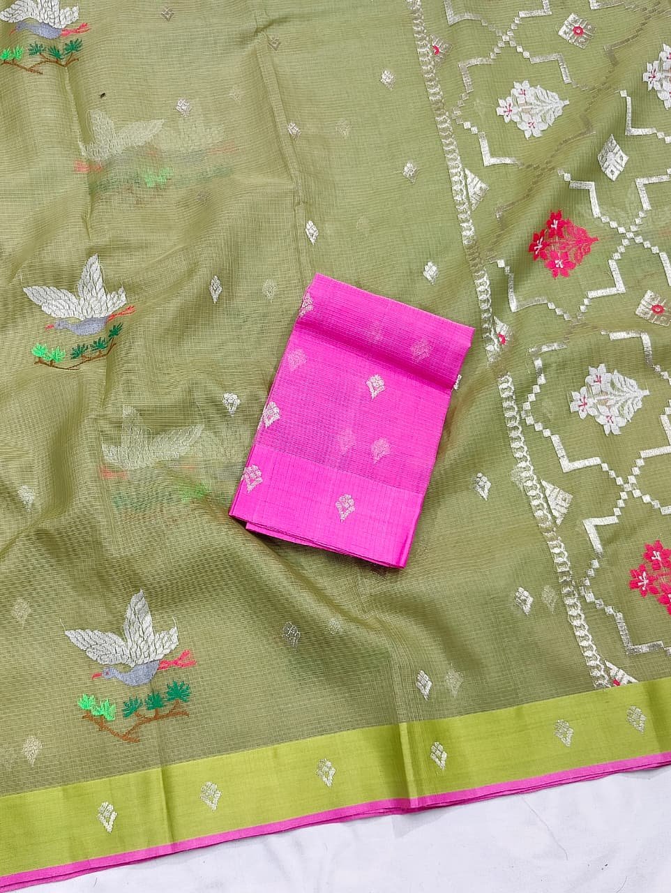 PURE ZARIKOTA HANDLOOM BUTA SAREE WITH BLOUSE B2051 - Image 2