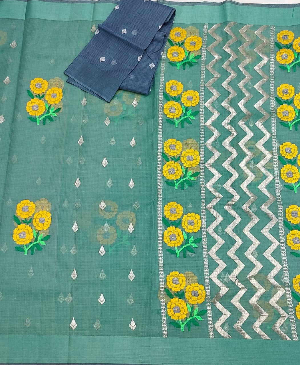 PURE ZARIKOTA HANDLOOM BUTA SAREE WITH BLOUSE B2050 - Image 3