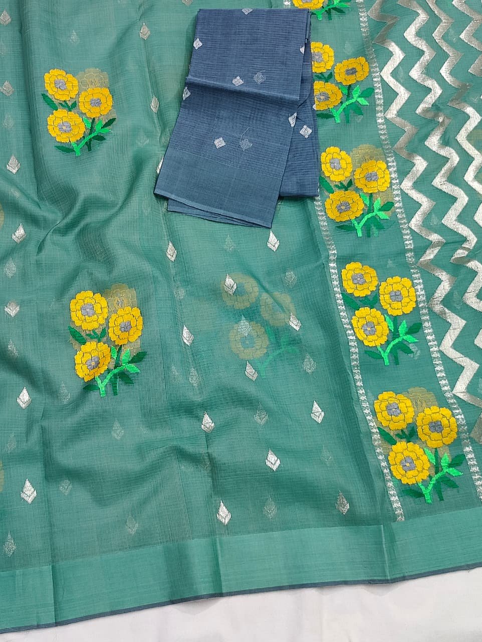 PURE ZARIKOTA HANDLOOM BUTA SAREE WITH BLOUSE B2050 - Image 2