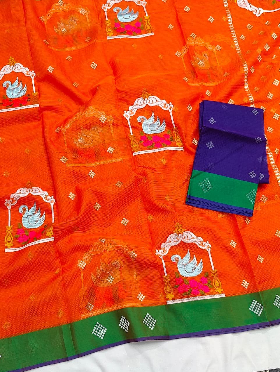 PURE ZARIKOTA HANDLOOM BUTA SAREE WITH BLOUSE B2049 - Image 2