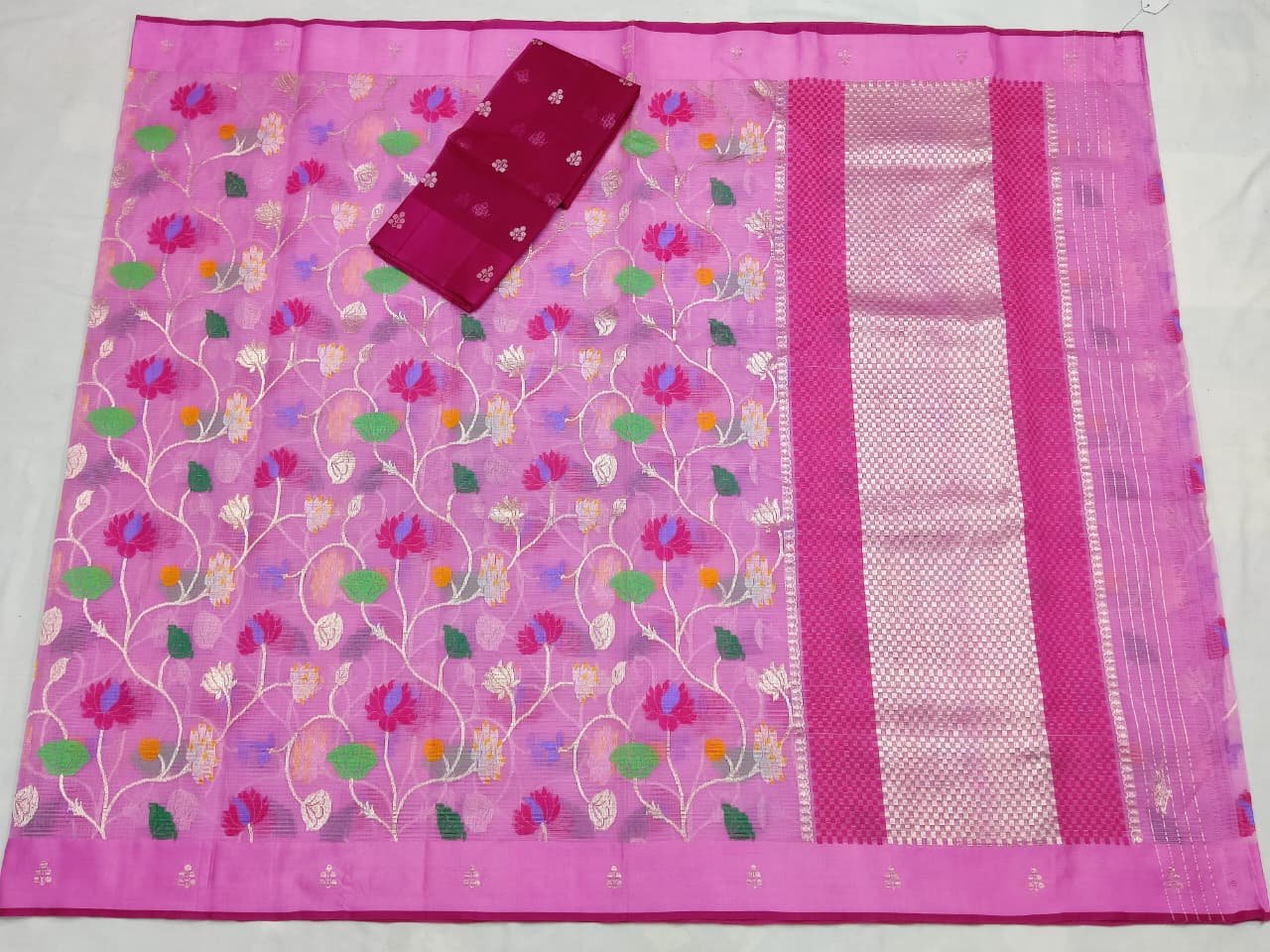 PURE ALL OVER JAAL ZARIKOTA HANDLOOM SAREE WITH BLOUSE_J645 - Image 4