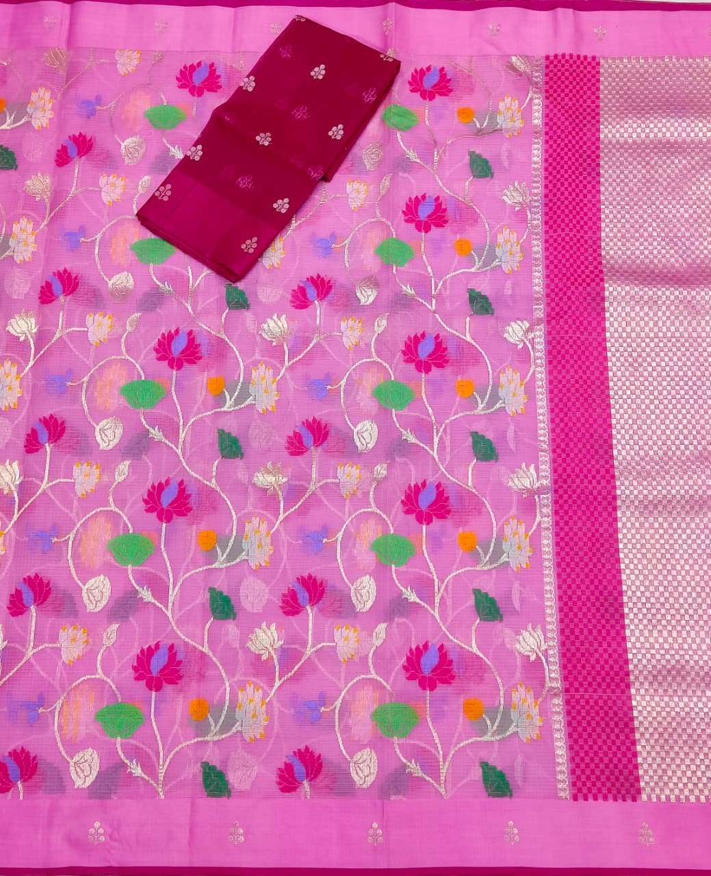 PURE ALL OVER JAAL ZARIKOTA HANDLOOM SAREE WITH BLOUSE_J645 - Image 3
