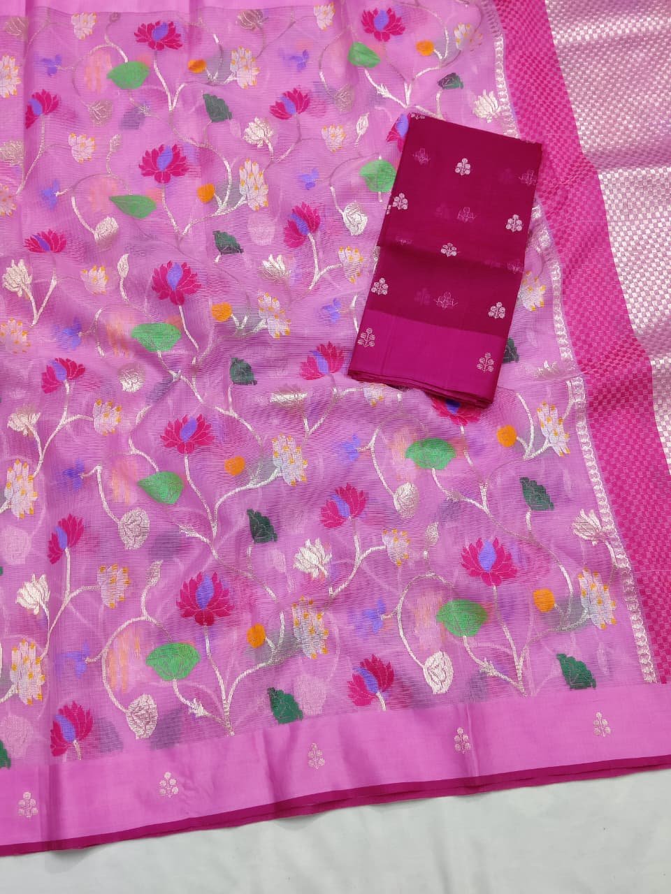 PURE ALL OVER JAAL ZARIKOTA HANDLOOM SAREE WITH BLOUSE_J645 - Image 2
