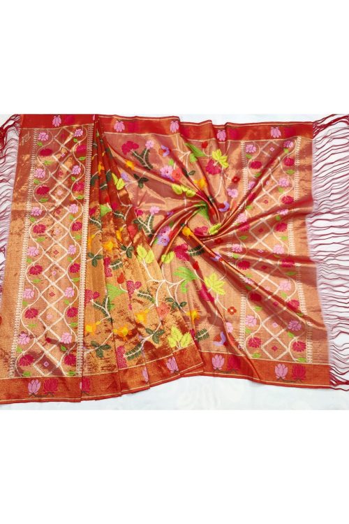 PURE GOLD DUBBLE TISSUE ALL OVER JAAL ZARIKOTA HANDLOOM DUPATTA D-252