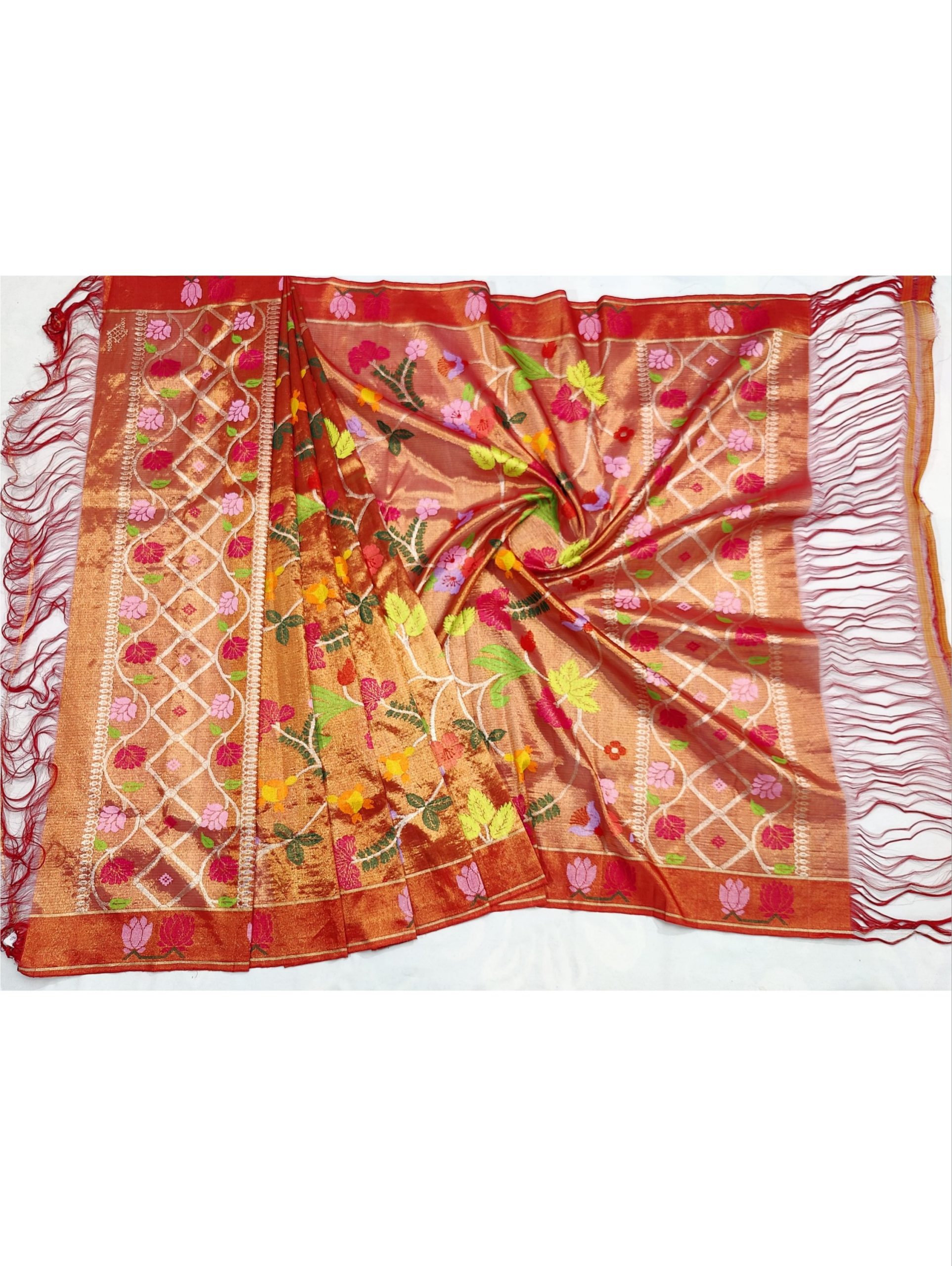 PURE GOLD DUBBLE TISSUE ALL OVER JAAL ZARIKOTA HANDLOOM DUPATTA D-252