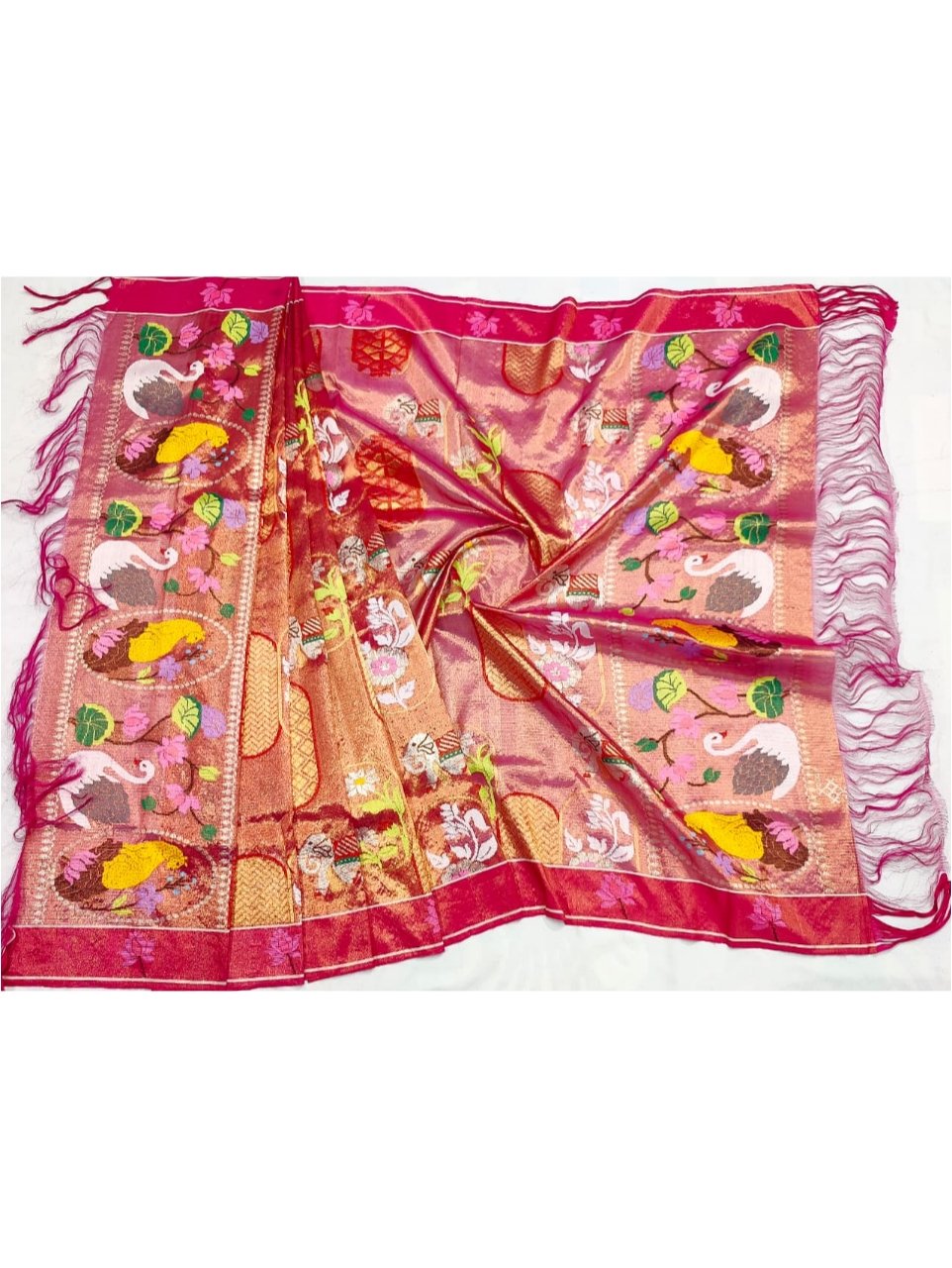 PURE GOLD DUBBLE TISSUE ALL OVER JAAL ZARIKOTA HANDLOOM DUPATTA D-251