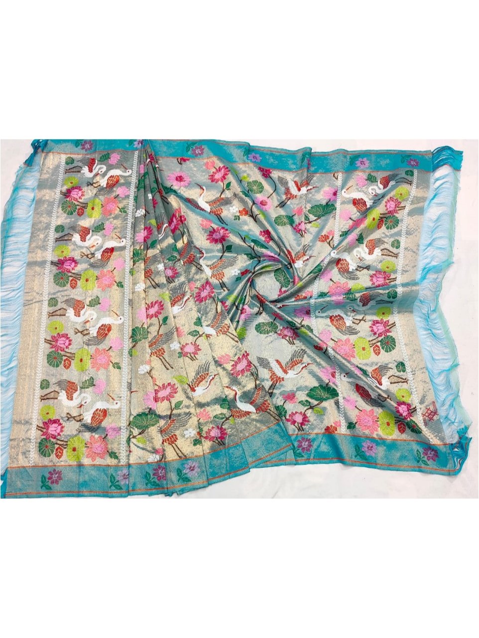 PURE GOLD DUBBLE TISSUE ALL OVER JAAL ZARIKOTA HANDLOOM DUPATTA D-250