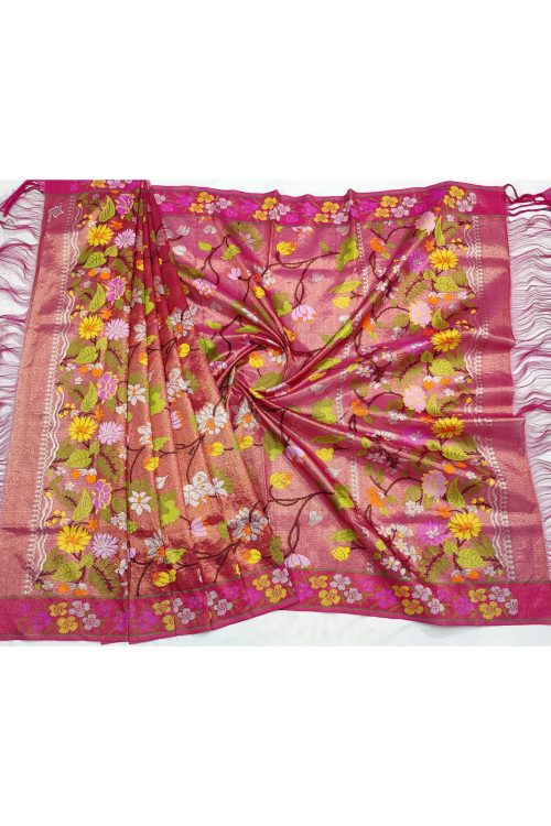 PURE GOLD DUBBLE TISSUE ALL OVER JAAL WITH BOTH SIDE PAITHANI BORDER ZARIKOTA HANDLOOM DUPATTA D-248